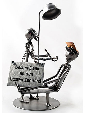 Schraubenmännchen Zahnarzt oder Zahnmediziner mit Schild Schraubenmännchen Zahnarzt oder Zahnmediziner mit Schild