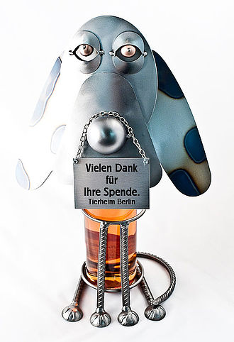 Weinflaschenhalter Hund mit Schild Weinflaschenhalter Hund mit Schild