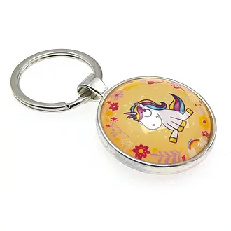 Schlüsselanhänger mit sitzendem Einhorn orange