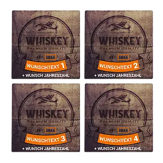 4er Set Untersetzer für Whiskyfans mit eigenem Namen Design 3