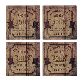 4er Set Untersetzer für Whiskygenießer mit Wunschnamen Design 2