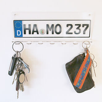 Acryl Schlüsselhalter mit bedrucktem eigenen Kfz-Kennzeichen und Schlüsseln