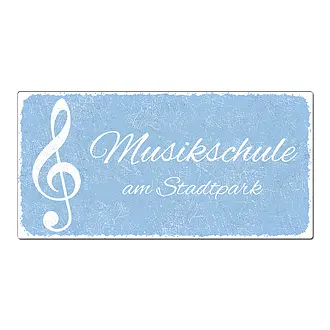 Aluschild im Vintage Look mit Wunschtext 300 x 150mm hellblau