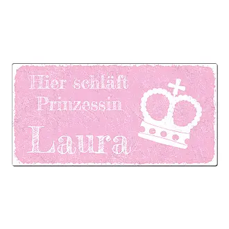 Aluschild im Vintage Look mit Wunschtext 300 x 150mm rosa