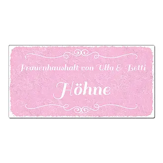 Aluschild im Vintage Look mit Wunschtext 300 x 150mm rosa