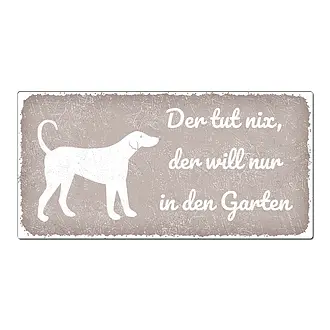 Aluschild im Vintage Look mit Wunschtext 300 x 150mm taupe