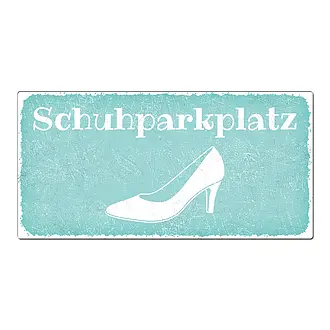 Aluschild im Vintage Look mit Wunschtext 300 x 150mm türkis