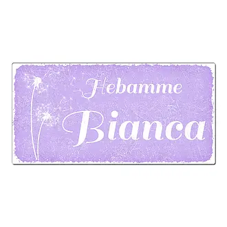 Aluschild im Vintage Look mit Wunschtext 300 x 150mm violett