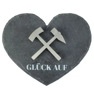 Bergbaugeschenk Schieferhzer mit Bergmannsgruß