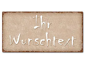 Blechschild im Vintage Look mit Wunschtext 300 x 150mm cappuccino/braun