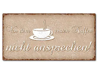 Blechschild im Vintage Look mit Wunschtext 300 x 150mm cappuccino/braun