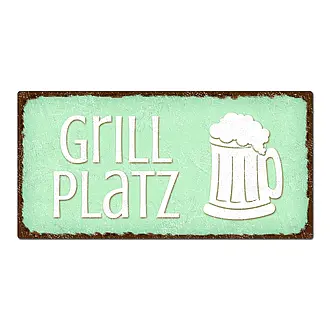 Vintageschild Grillplatz mit Bierkrug