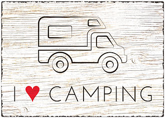 Blechschild Wohnmobil I love Camping