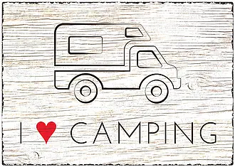 Blechschild Wohnmobil I love Camping