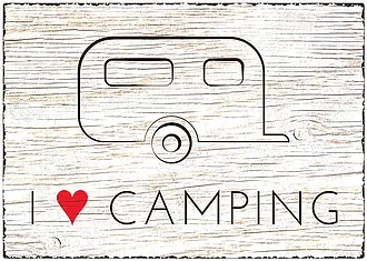 Blechschild Wohnwagen I love Camping