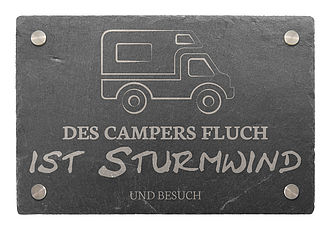 Dekoschild aus Schiefer 30 x 20 cm - Motiv Wohnmobil Dekoschild aus Schiefer 30 x 20 cm - Motiv Wohnmobil