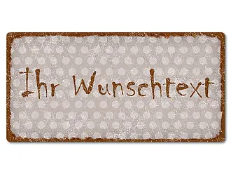 Dekoschild im Retro Look mit Polka Dots 200 x 100mm Polka Dots taupe