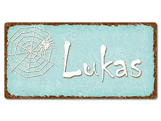 Dekoschild im Vintage Look mit Wunschtext 200 x 100mm pastelltürkis/braun