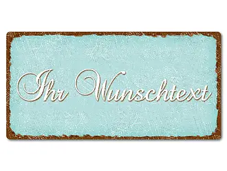 Dekoschild im Vintage Look mit Wunschtext 200 x 100mm pastelltürkis/braun