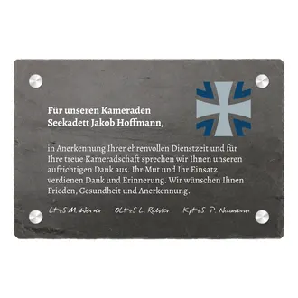 Schiefertafel zur Dienstauszeichnung