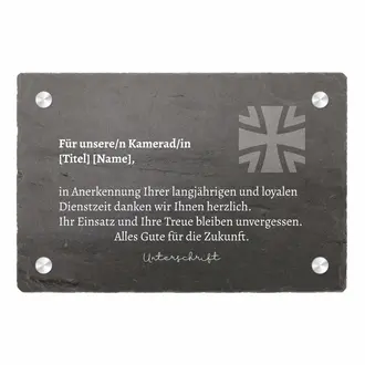 Schiefertafel zur Dienstauszeichnung
