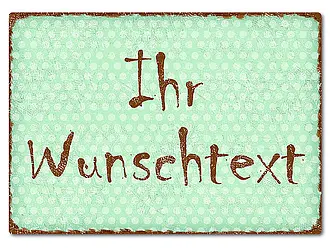 Farbiges Aluschild mit Polka Dots und Wunschtext A4 Polka Dots pastellmint