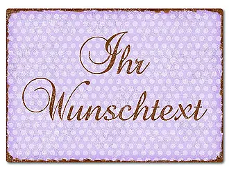 Farbiges Aluschild mit Polka Dots und Wunschtext A4 Polka Dots pastellviolett