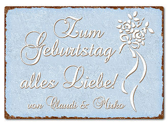 Farbiges Blechschild mit Wunschtext A4 pastellblau Farbiges Blechschild mit Wunschtext A4 pastellblau