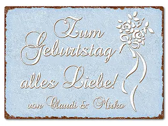 Farbiges Blechschild mit Wunschtext A4 pastellblau