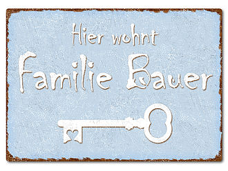 Farbiges Blechschild mit Wunschtext A4 pastellblau Farbiges Blechschild mit Wunschtext A4 pastellblau