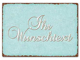 Farbiges Blechschild mit Wunschtext A4 pastelltürkis/braun