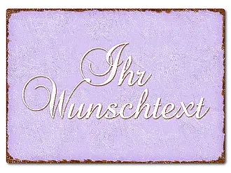 Farbiges Blechschild mit Wunschtext A4 pastellviolett/braun