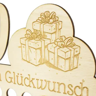 Geldgeschenk zum Geburtstag - aus Holz mit Gravur 