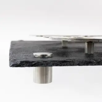 Geschenk für Bergleute - Edelstahl auf Schiefer – mit Schlägel und Eisen 