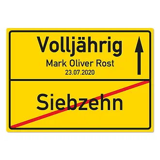 Blechschild Ortschschild 18. Geburtstag