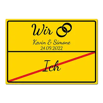 Geschenk zur Hochzeit - Schild A3 | Desgin Ortsschild