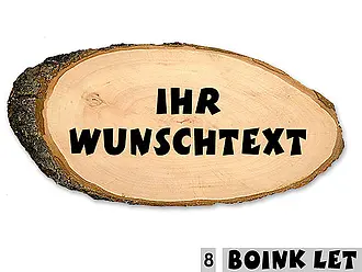 Holzrindenschild Schriftart Boink Let