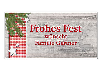 Schild "Frohes Fest" mit Wunschtext