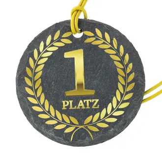 Medaille aus Schiefer mit passendem Lederband 