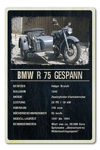 Oldtimer-Ausstellungsschild für Motorräder 200 x 300mm black vintage Oldtimer-Ausstellungsschild für Motorräder 200 x 300mm black vintage