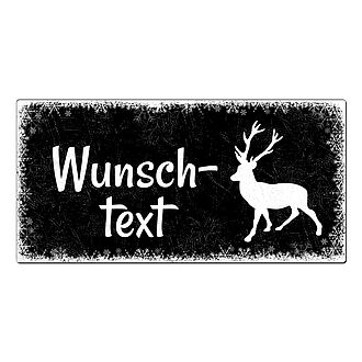 Symbol Hirsch Winterdeko Schild mit persönlichem Text