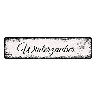 Winterdeko Blechschild mit Wunschtext und Symbol
