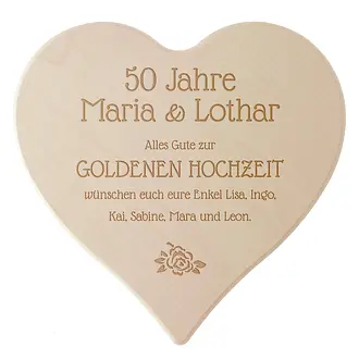Holzherz - Goldene Hochzeit