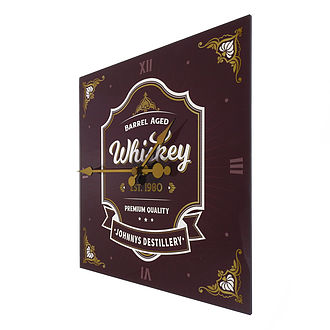 Uhr im Whiskey-Design mit Namen und Jahreszahl 30x30cm bordeaux Uhr im Whiskey-Design mit Namen und Jahreszahl 30x30cm bordeaux