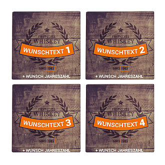 Untersetzer für Whiskyliebhaber 4er Set mit Namen und Jahr Design 1 Untersetzer für Whiskyliebhaber 4er Set mit Namen und Jahr Design 1