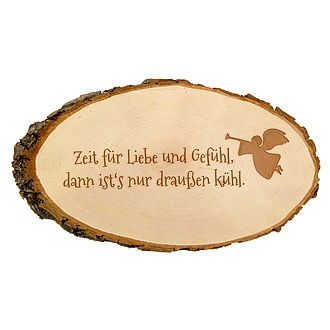 Holzrindenschild mit weichnachtlichem Spruch Holzrindenschild mit weichnachtlichem Spruch