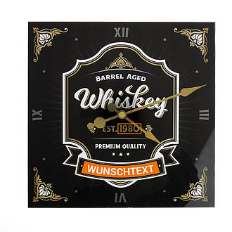 Whiskey Uhr mit Namen 30x30cm anthrazit