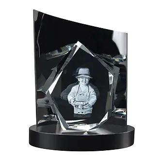 Glasfoto mit Sockel
