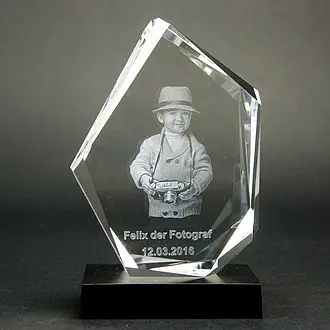 3D-Glasfoto als Geschenk inkl. Wunschtext