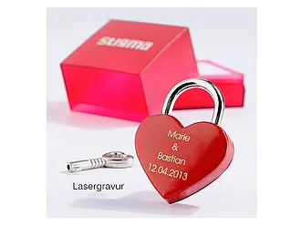 Liebesschlos mit Lasergravur